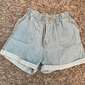 SHEIN elastic waist denim shorts